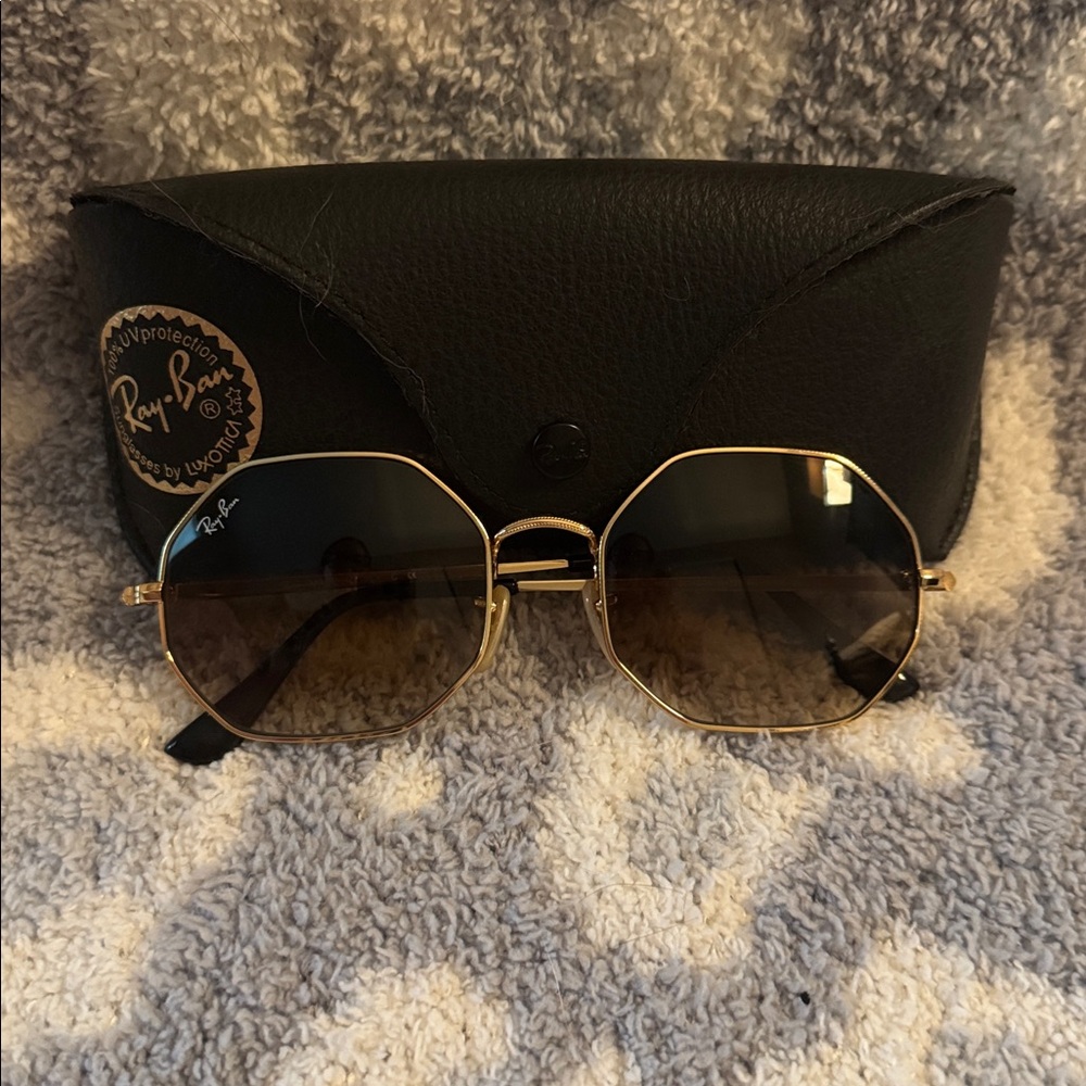Ray-Ban Gold Frame Sunglasses with Black Case